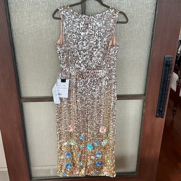 Mac Duggal HIGH NECK DRESS with floral sequin hem. Size 8 NEW $498 sold out size - Picture 12 of 17